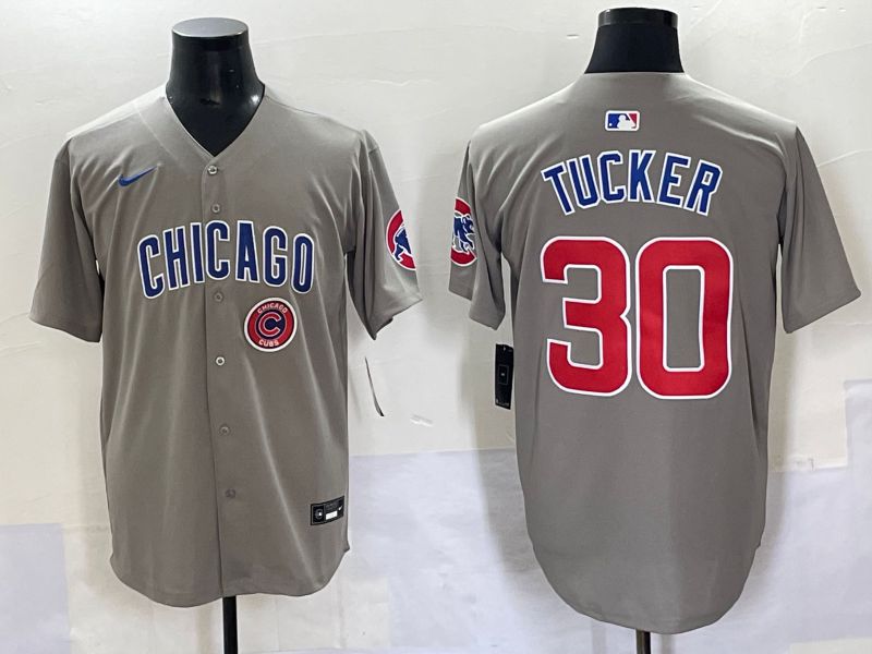 Men 2025 Chicago Cubs #30 Tucker Grey Game Nike MLB Jersey style 7038